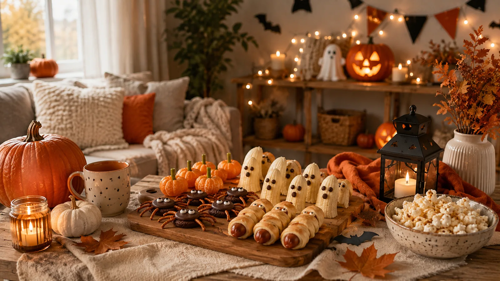 Cozy Halloween at home with pumpkins and kid-friendly homemade treats