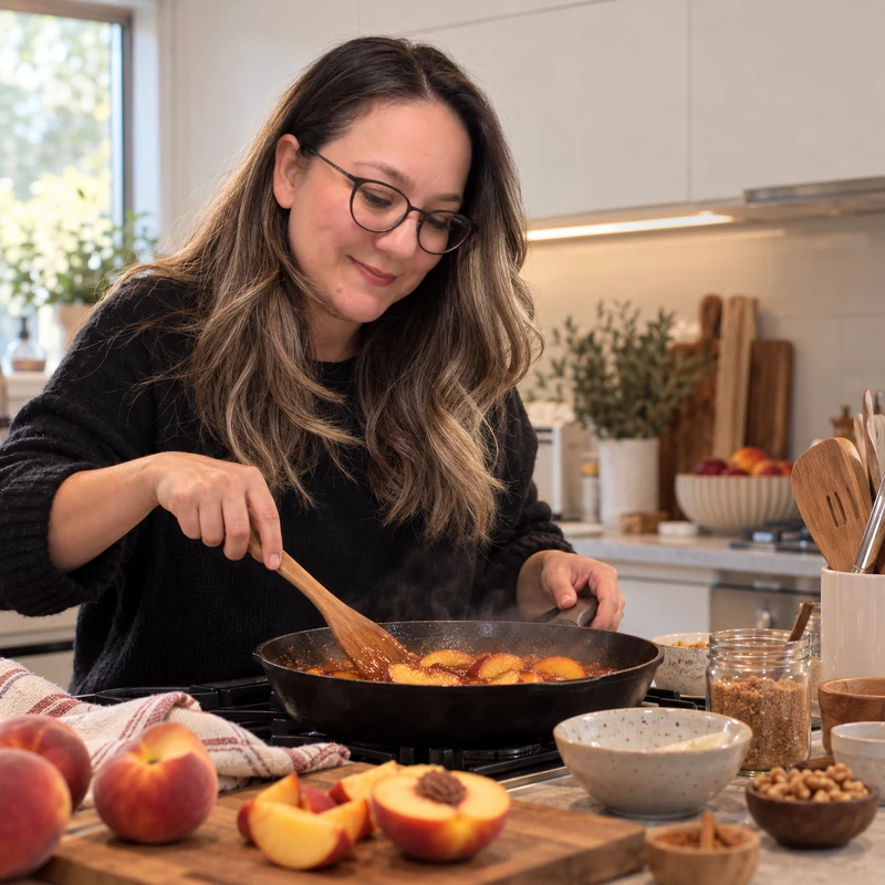 Nihan preparing a simple cozy fall recipe in her kitchen